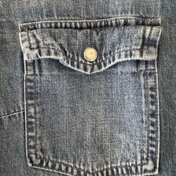 J Crew Jeans Chambray Button Up Shirt Pearl Snap Buttons Long Sleeve Sz6/S #2509 - Picture 7 of 13